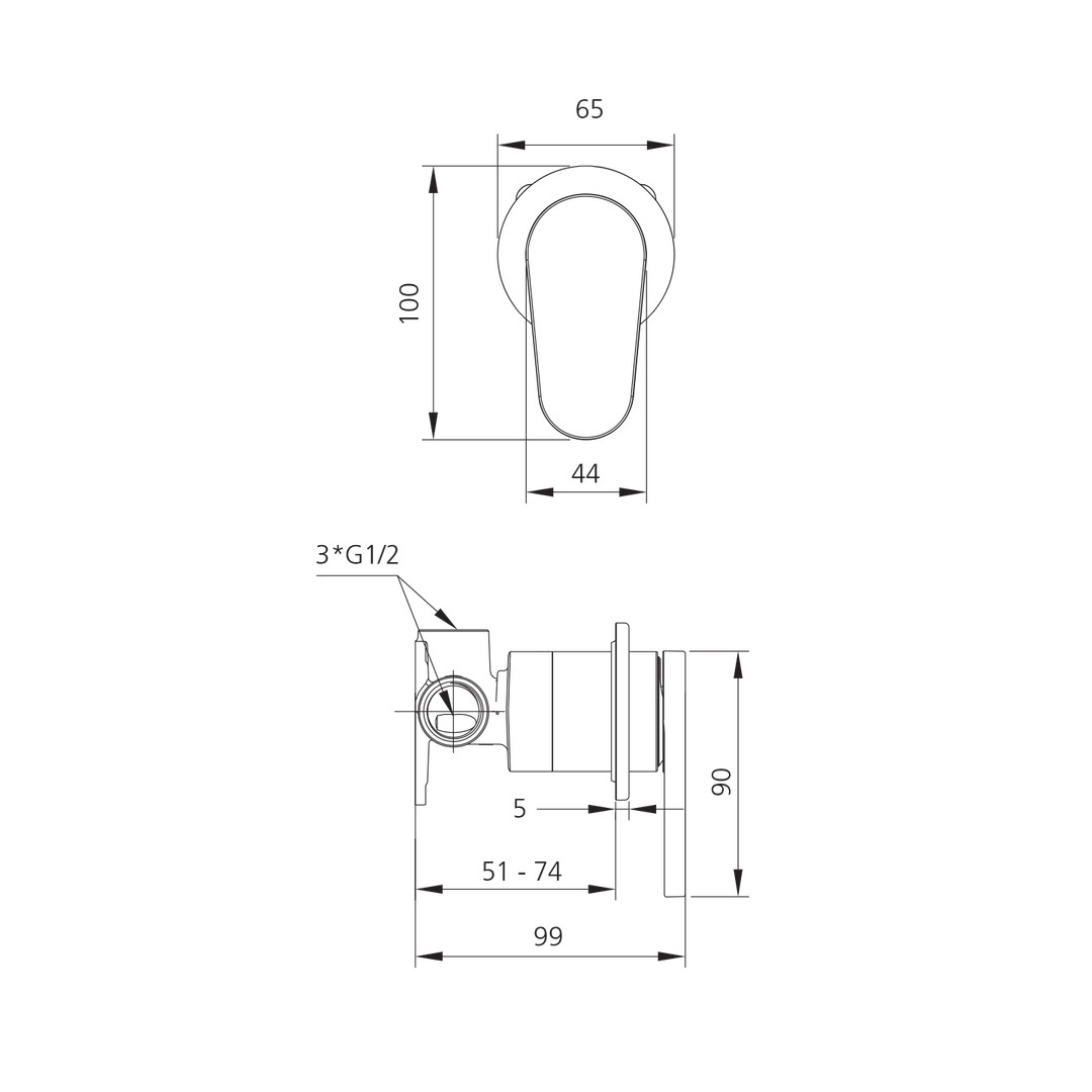 Oliveri LON097500FCR-TK London WallMixer Trim Chrome