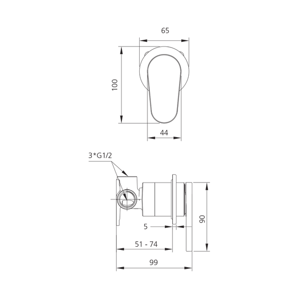 Oliveri LON097500FCR-TK London WallMixer Trim Chrome