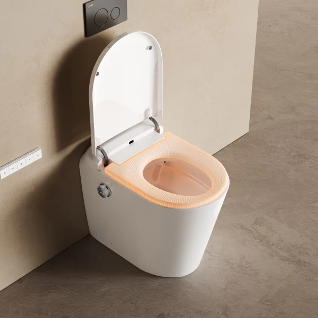 Lafeme Autolux Inwall Cistern Floor Pan Smart Toilet 592X400X492mm & Brushed Bronze Flush Plate