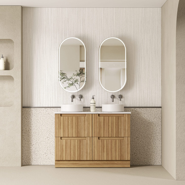 Aulic Lovina Floor Standing 1200mm Harvest Oak Fluted Cabinet 1180X450X400mm