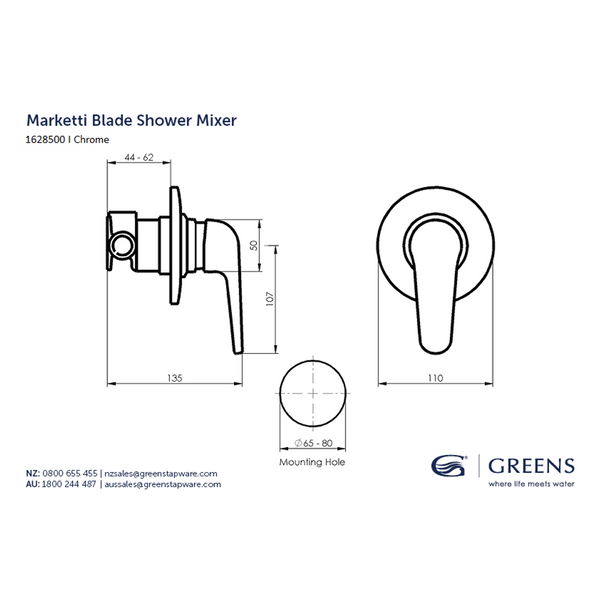 Greens Marketti Blade Shower Mixer Chrome
