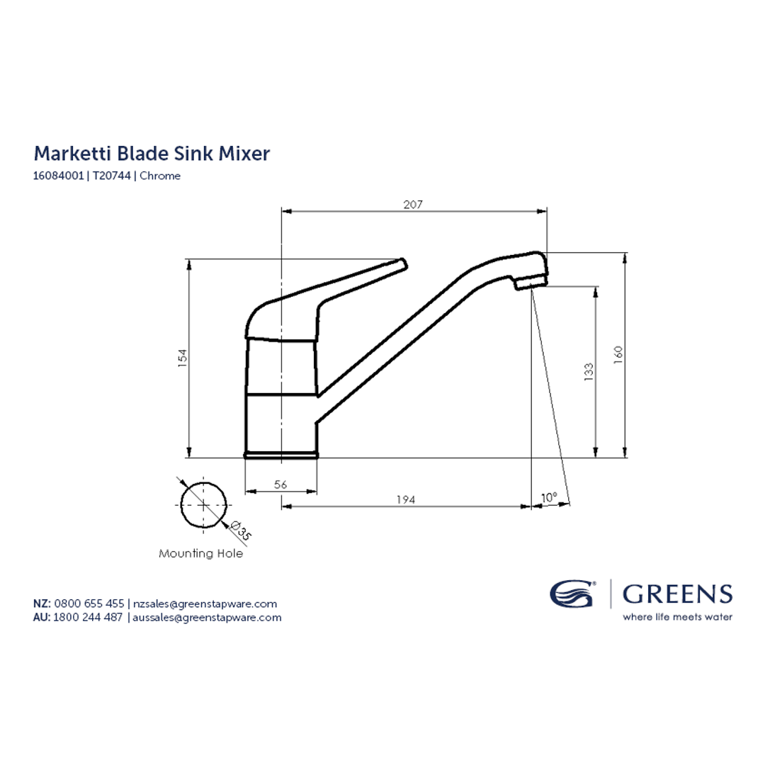 Greens Marketti Blade Sink Mixer Chrome