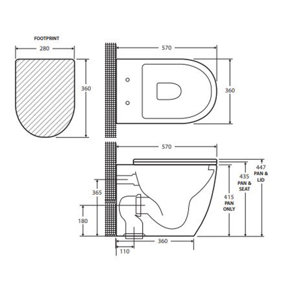 Aspire Urban II Wf Inwall Suite Round Black Button Cistern Seat & Pan