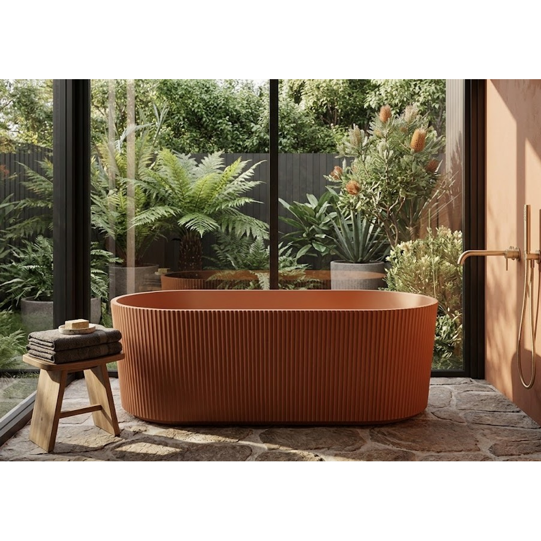 Linsol Cleo 1700Mm Freestanding Bath With Overflow Outback Orange