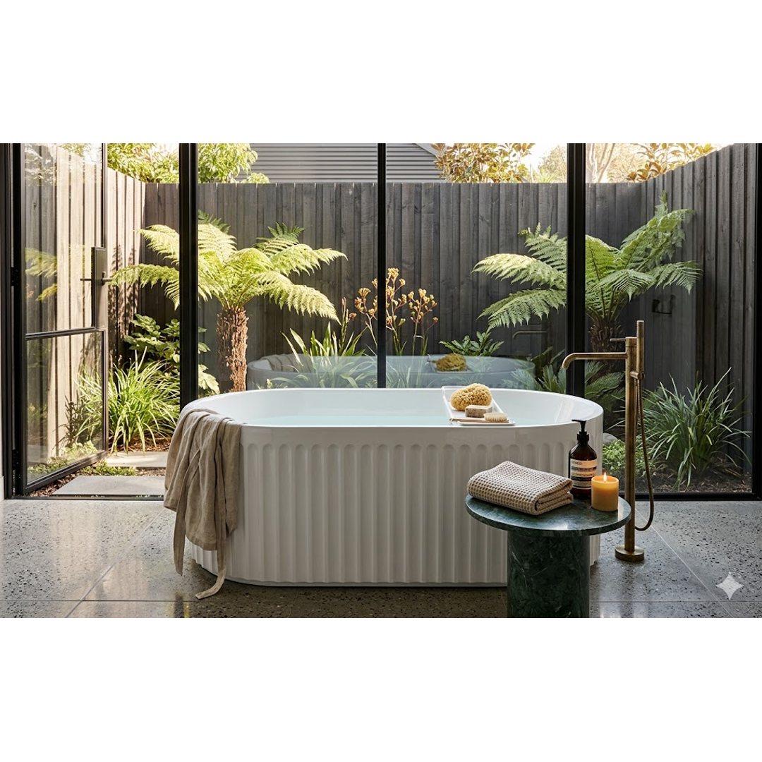 Linsol Georg 1700Mm Freestanding Bath With Overflow Gloss White