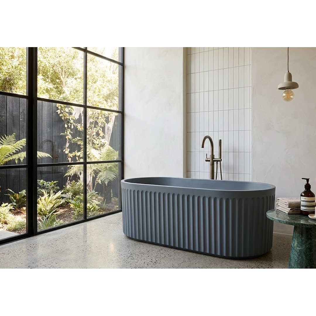 Linsol Georg 1500Mm Freestanding Bath With Overflow Grey Blue