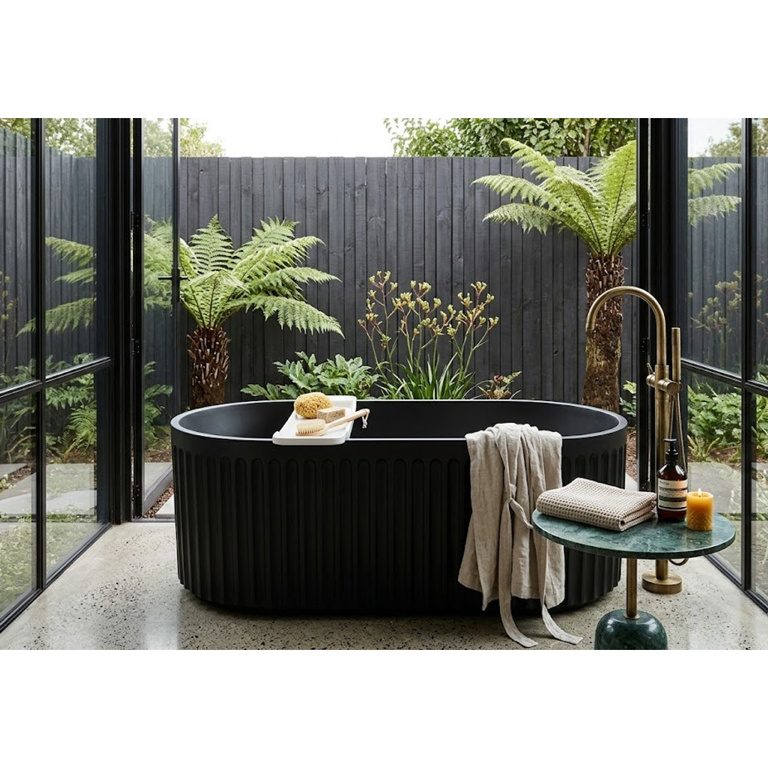 Linsol Georg 1500Mm Freestanding Bath With Overflow Matte Black