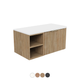 Fienza Margot 900 Curved Vanity 1Dr Wh Left Fixed Shelf Stone Top Basin Not Included