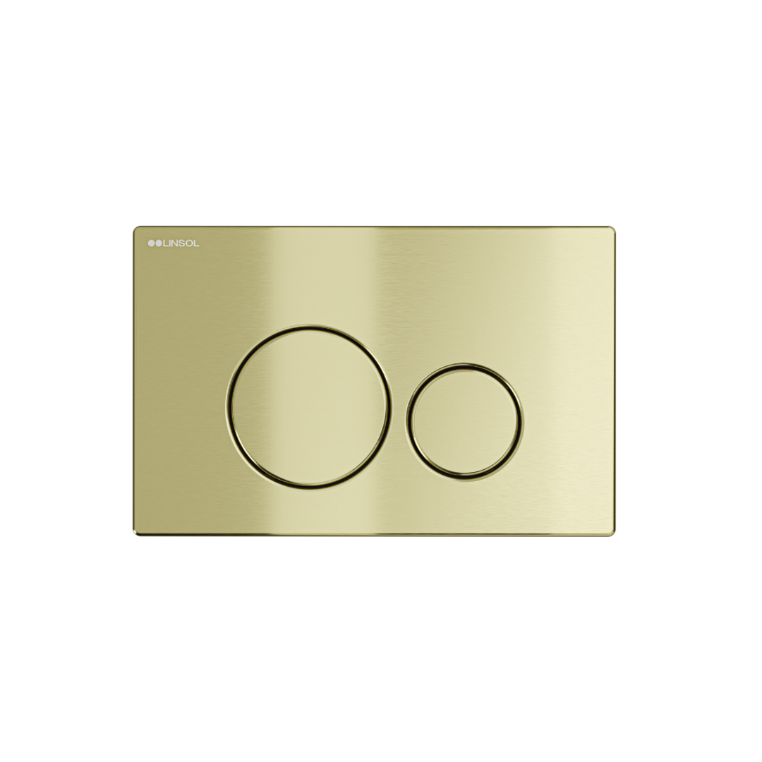 Linsol Marq Flush Plate With Round Buttons Brushed Brass