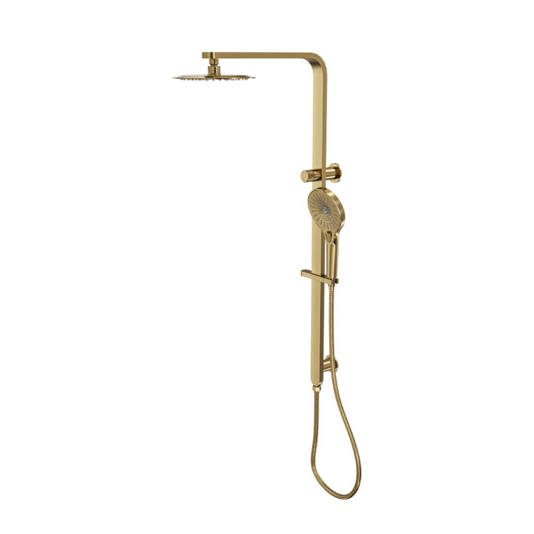 Linsol Mason Shower Combo With Multifunction Hand Piece & 200Mm Round Head Brushed Brass