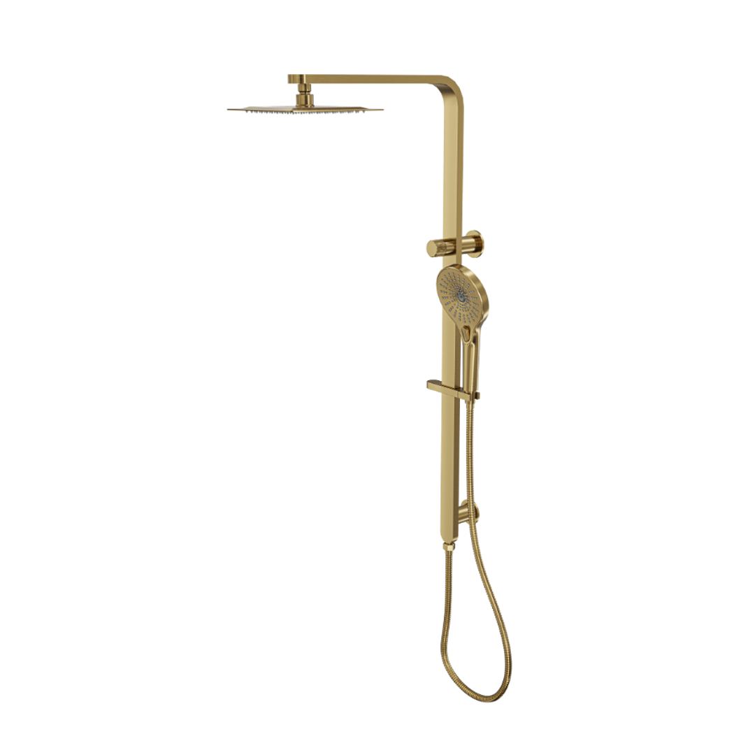 Linsol Mason Shower Combo With Multifunction Hand Piece & 200Mm Square Head Brushed Brass