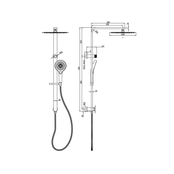 Linsol Mason Shower Combo With Multifunction Handpiece And 300Mm Round Head Chrome