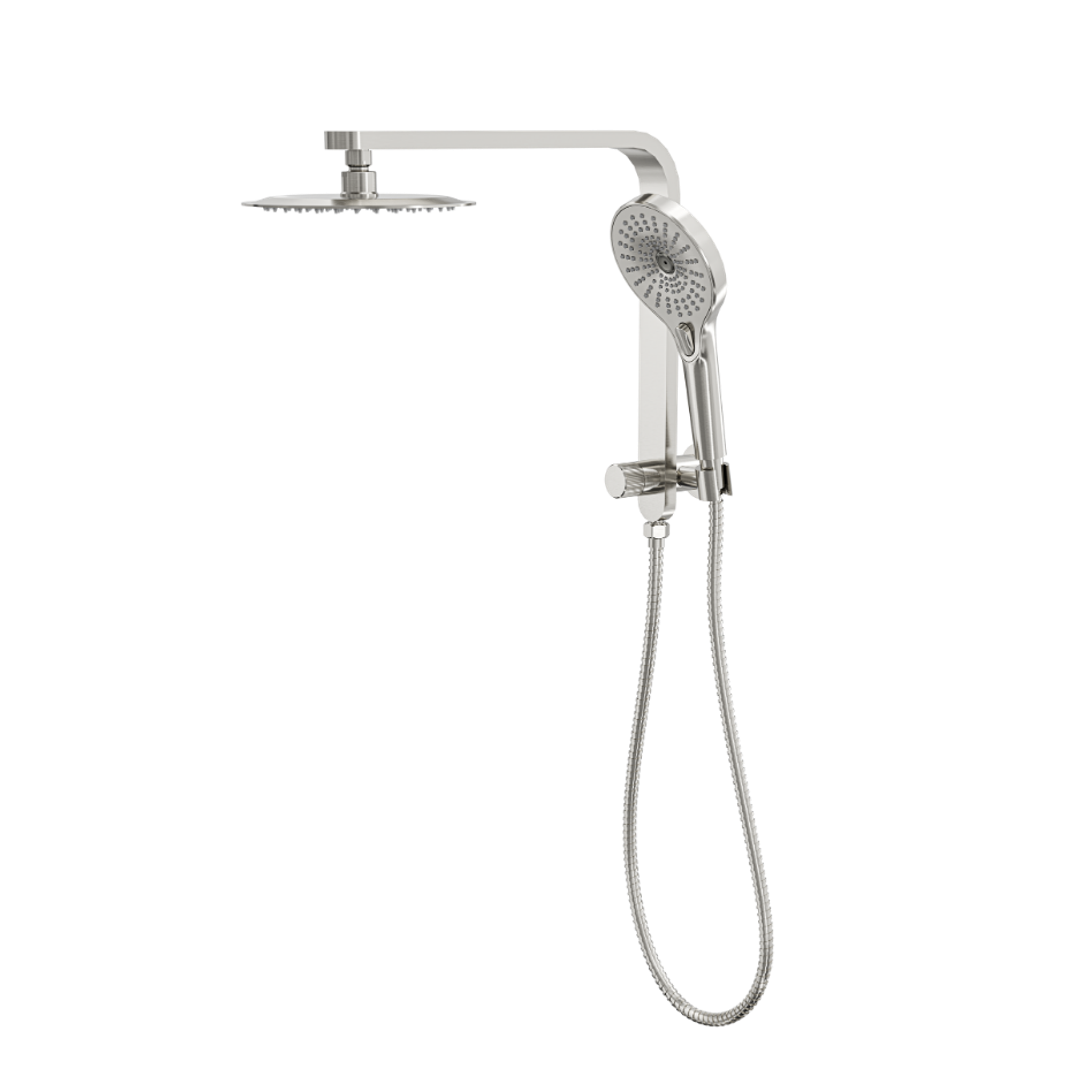 Linsol Mason Short Shower Combo With Multifunction Hand Piece & 200Mm Round Head Brushed Nickel