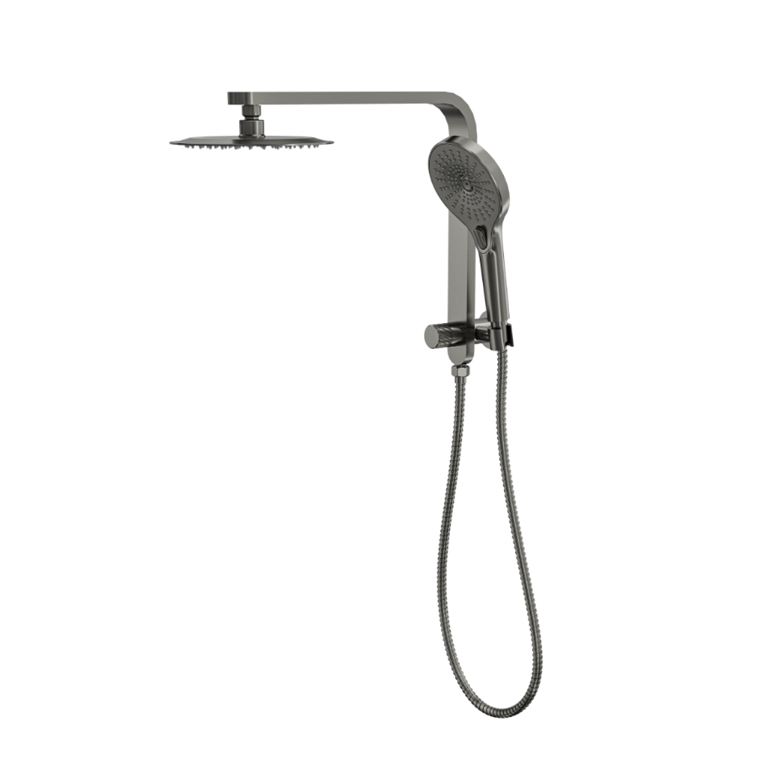 Linsol Mason Short Shower Combo With Multifunction Hand Piece & 200Mm Round Head Gunmetal