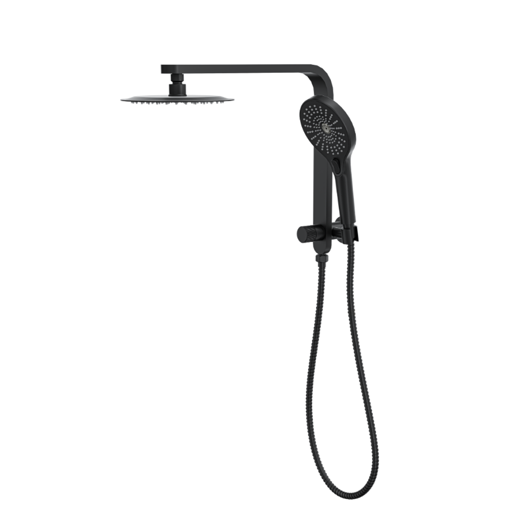 Linsol Mason Short Shower Combo With Multifunction Hand Piece & 200Mm Round Head Matte Black