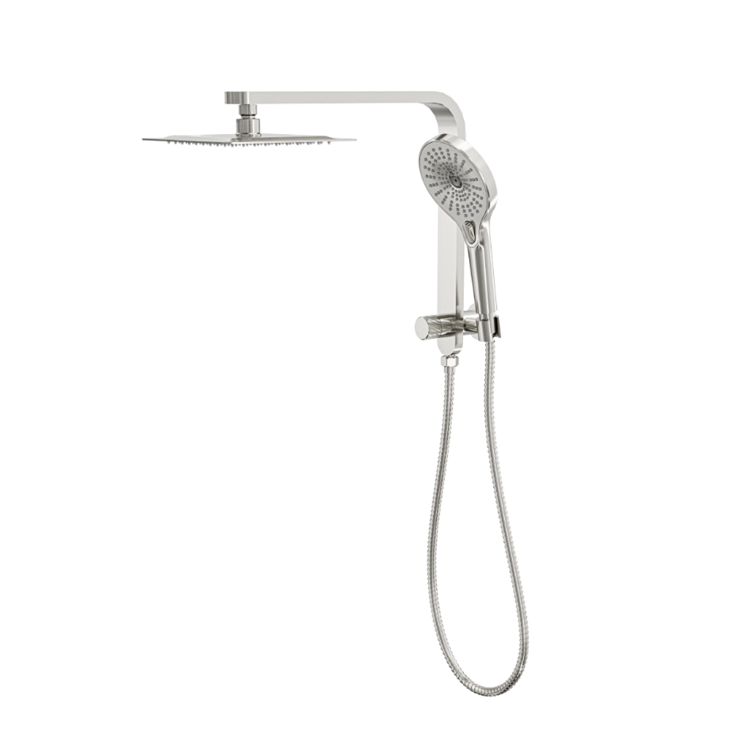 Linsol Mason Short Shower Combo With Multifunction Hand Piece & 200Mm Square Head Brushed Nickel