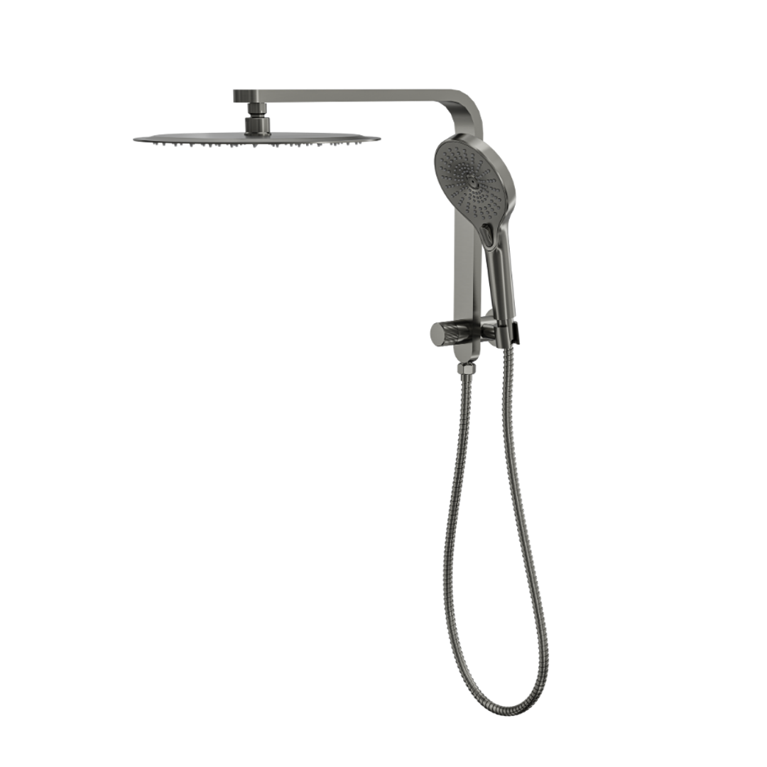 Linsol Mason Short Shower Combo With Multifunction Hand Piece & 300Mm Round Head Gunmetal
