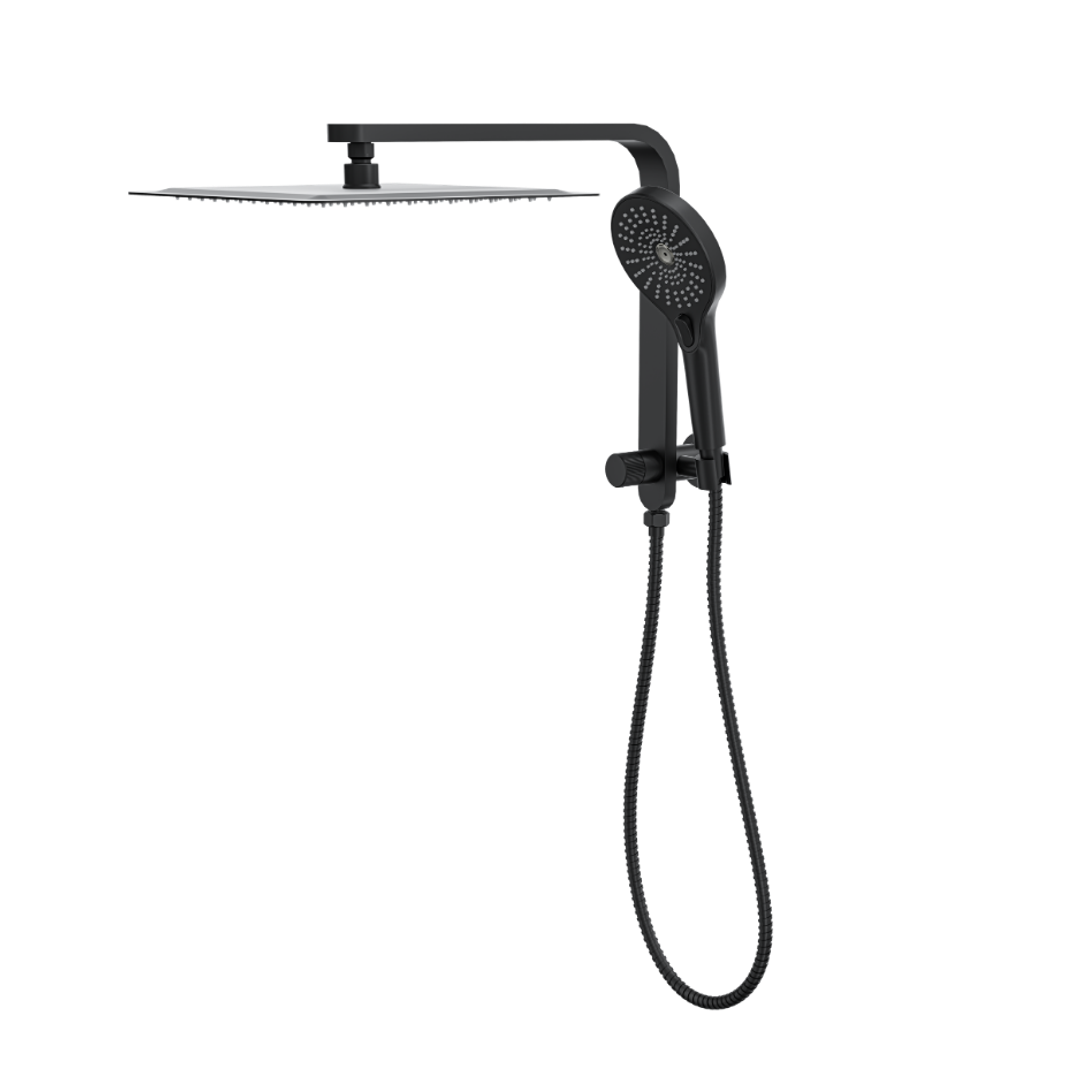 Linsol Mason Short Shower Combo With Multifunction Hand Piece & 300Mm Square Head Matte Black