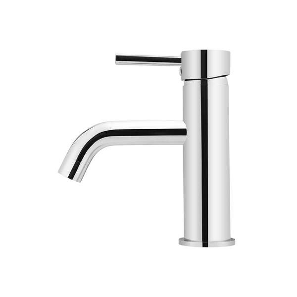 Meir Round Chrome Basin Mixer With Curved Spout