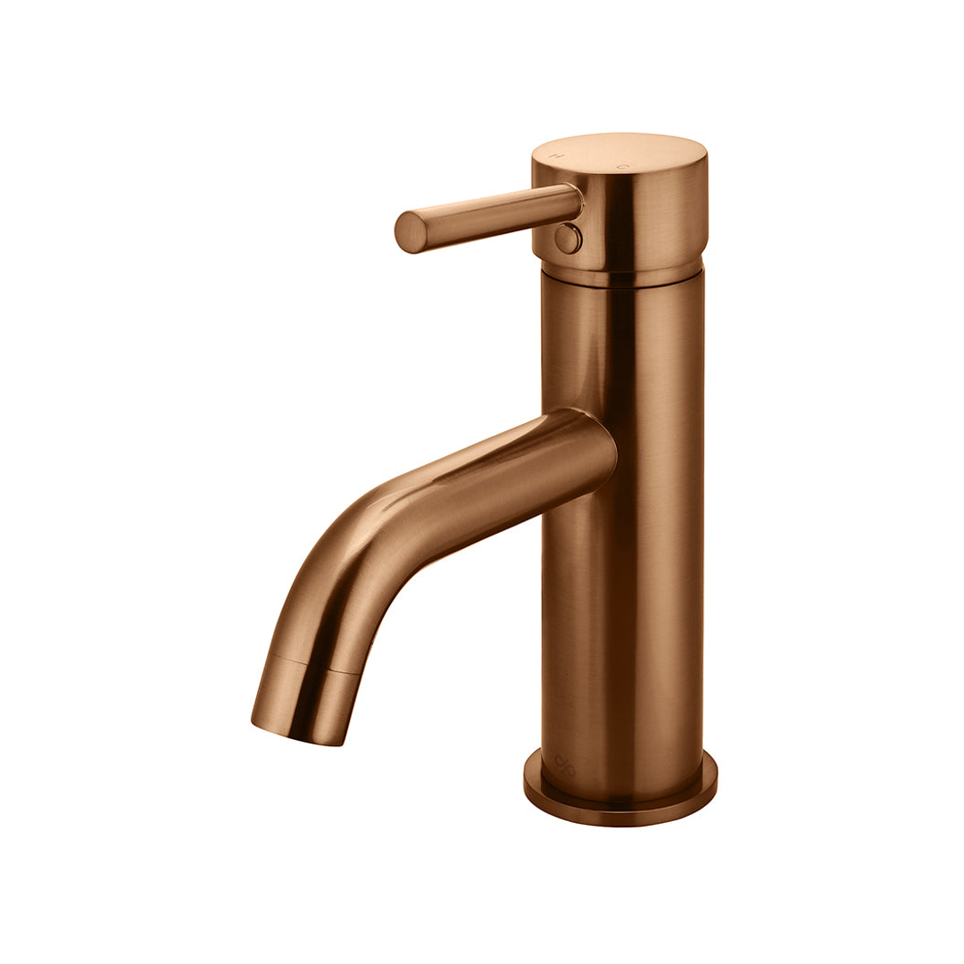 Meir Round Basin Mixer Curved Lustre Bronze