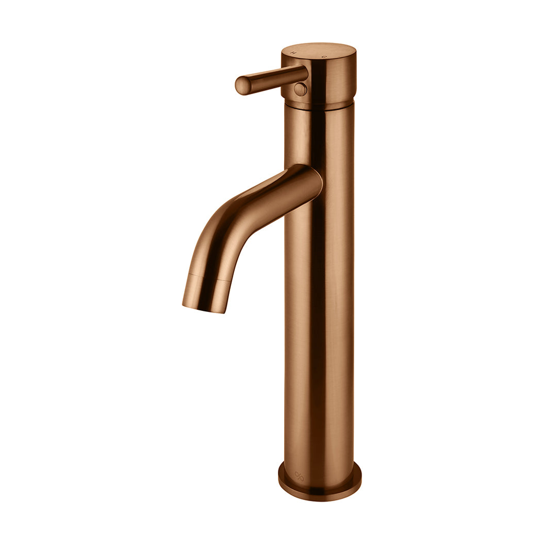Meir Round Tall Basin Mixer Curved Lustre Bronze
