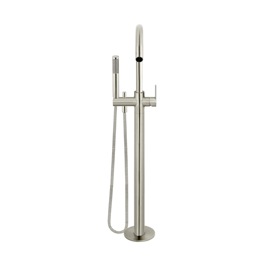 Meir Round Paddle Freestanding Bath Spout And Hand Shower Brushed Nickel