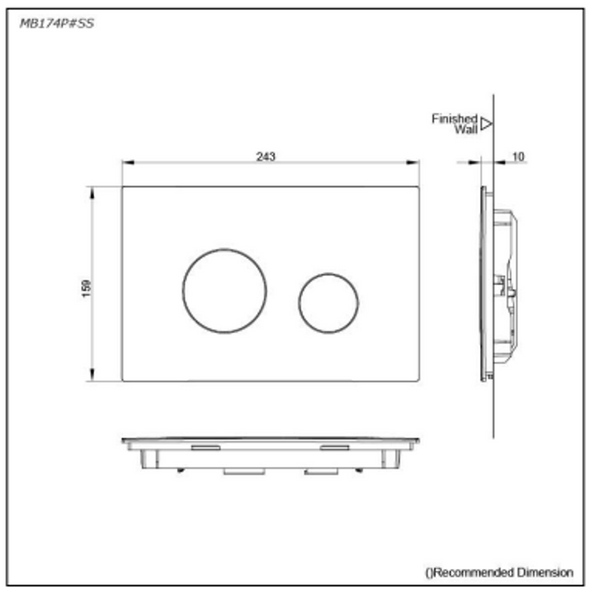 TOTO Flush Panel ABS Matt Silver MB174P#SS