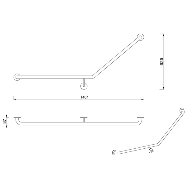 Meir Care Range 40 Degree Left Side Grab Rail Tiger Bronze Mcr-40Lh70-Pvdbb