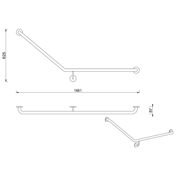 Meir Care Range 40 Degree Right Side Grab Rail Brushed Nickel Mcr-40Rh70-Pvdbn