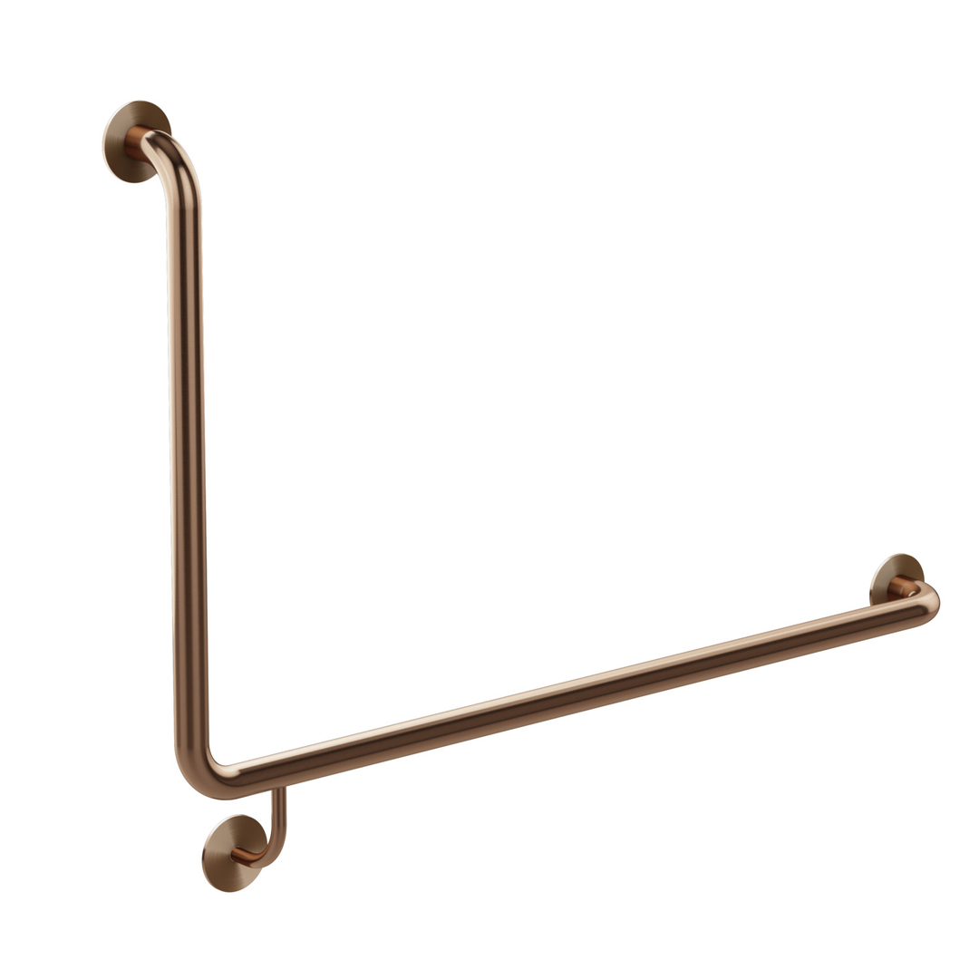 Meir Care Range 90 Degree Right Side Grab Rail 600Mm Lustre Bronze Mcr-90Rh60-Pvdbz