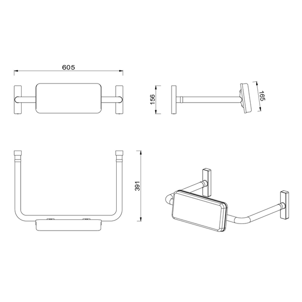 Meir Care Range Toilet Back Rest Brushed Nickel Mcr-Rest-Pvdbn