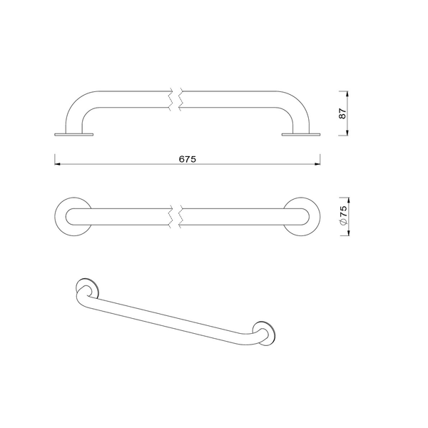 Meir Care Range Straight Grab Rail 600Mm Lustre Bronze Mcr-Sr60-Pvdbz