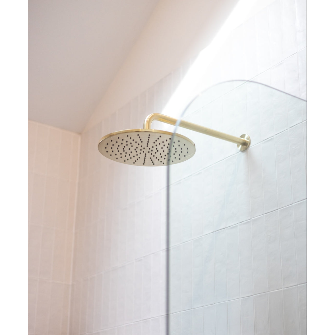 Meir Round Wall Shower Curved Arm 400Mm Tiger Bronze