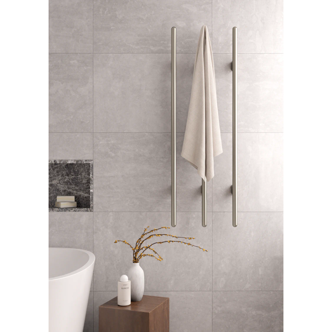 Meir Heated Vertical Towel Rail Brushed Nickel