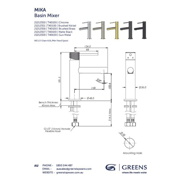 Greens Mika Basin Mixer Chrome