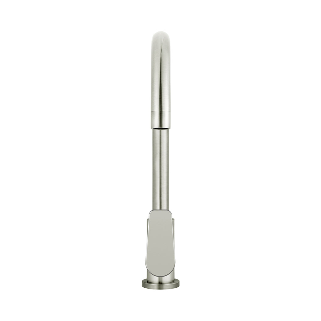 Meir Round Paddle Gooseneck Kitchen Mixer Tap Brushed Nickel