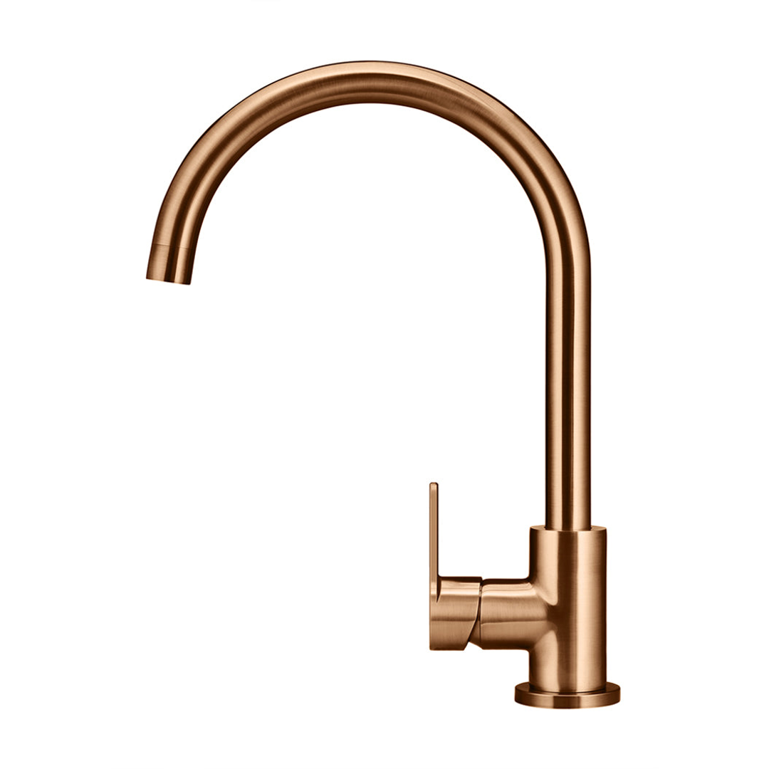 Meir Round Paddle Gooseneck Kitchen Mixer Tap Lustre Bronze