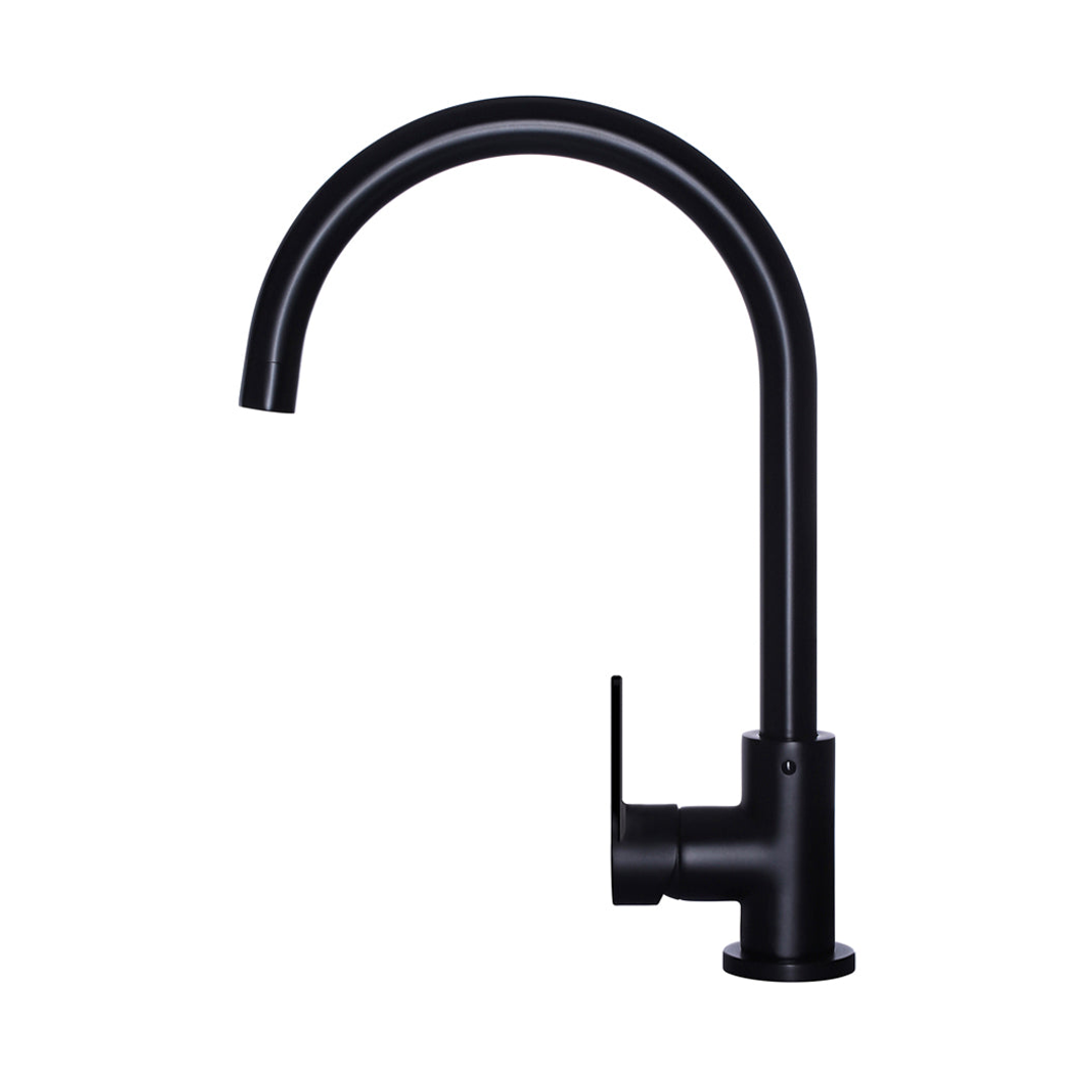 Meir Round Paddle Gooseneck Kitchen Mixer Tap Matte Black