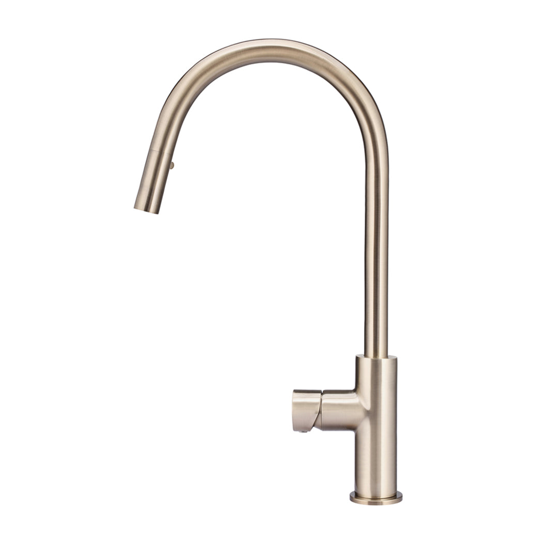 Meir Round Pinless Piccola Pull Out Kitchen Mixer Tap Champagne