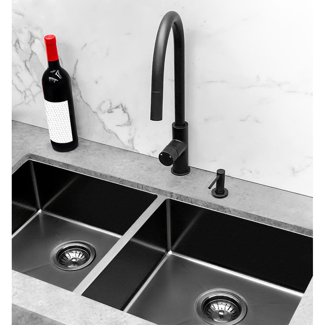 Meir Round Pinless Piccola Pull Out Kitchen Mixer Tap Matte Black