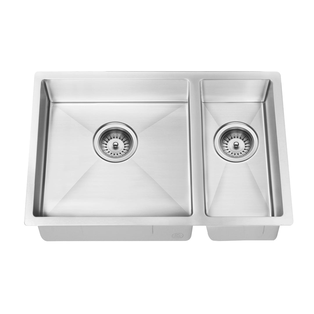 Meir Kitchen Sink Double Bowl 670mm X 440mm - Brushed Nickel