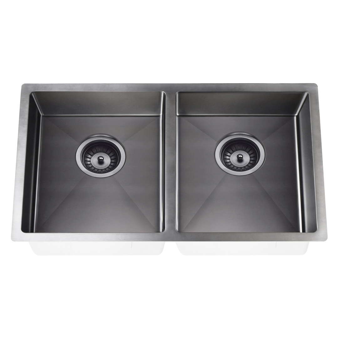 Meir Double Bowl Pvd Kitchen Sink 860mm - Brushed Gun Metal