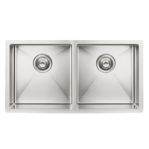 Meir Double Bowl Pvd Kitchen Sink 860mm - Brushed Nickel