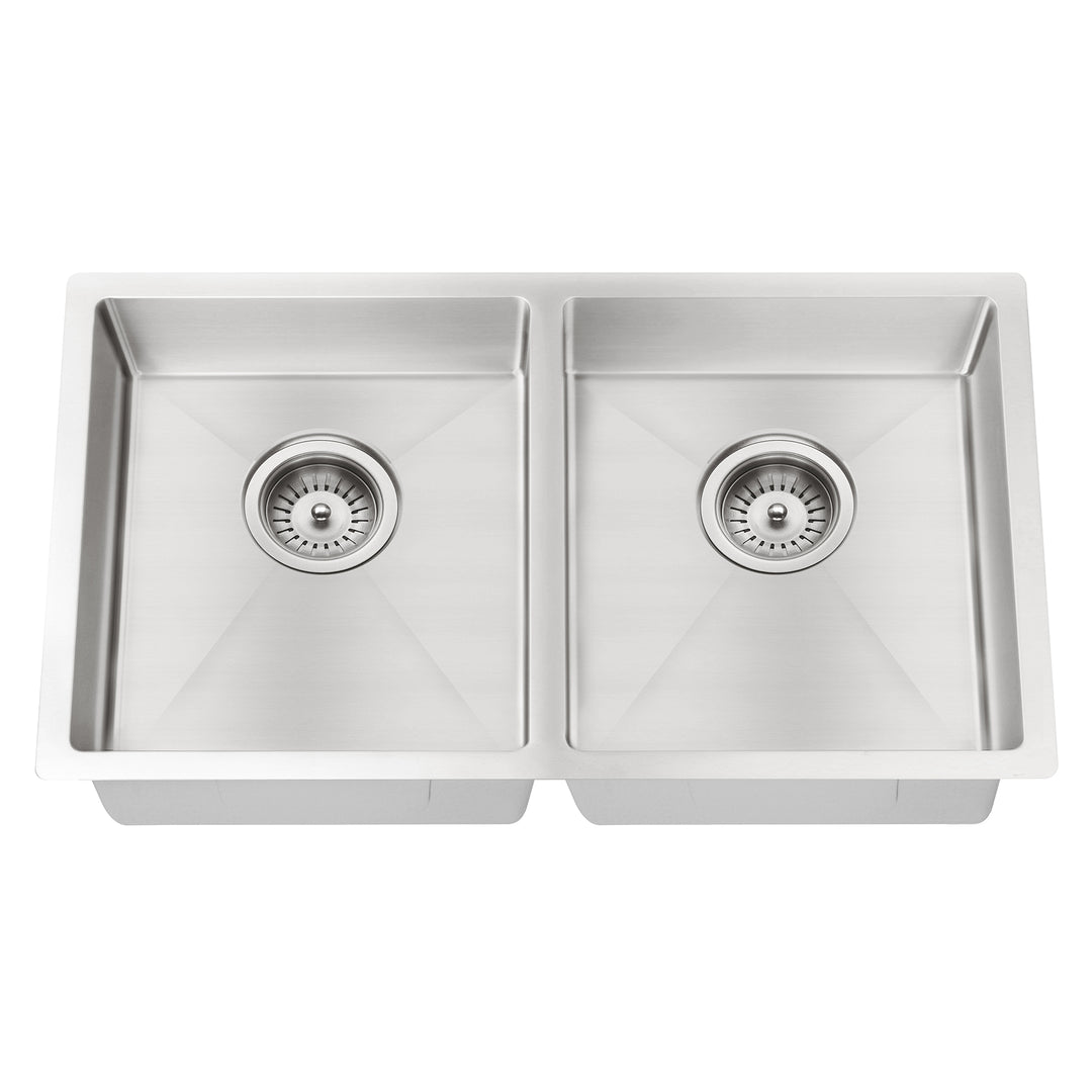 Meir Double Bowl Pvd Kitchen Sink 860mm - Brushed Nickel
