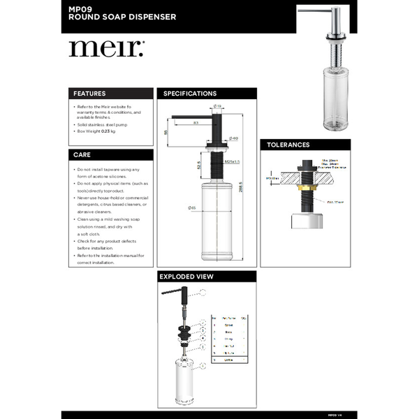 Meir Round Soap Dispenser Brushed Nickel