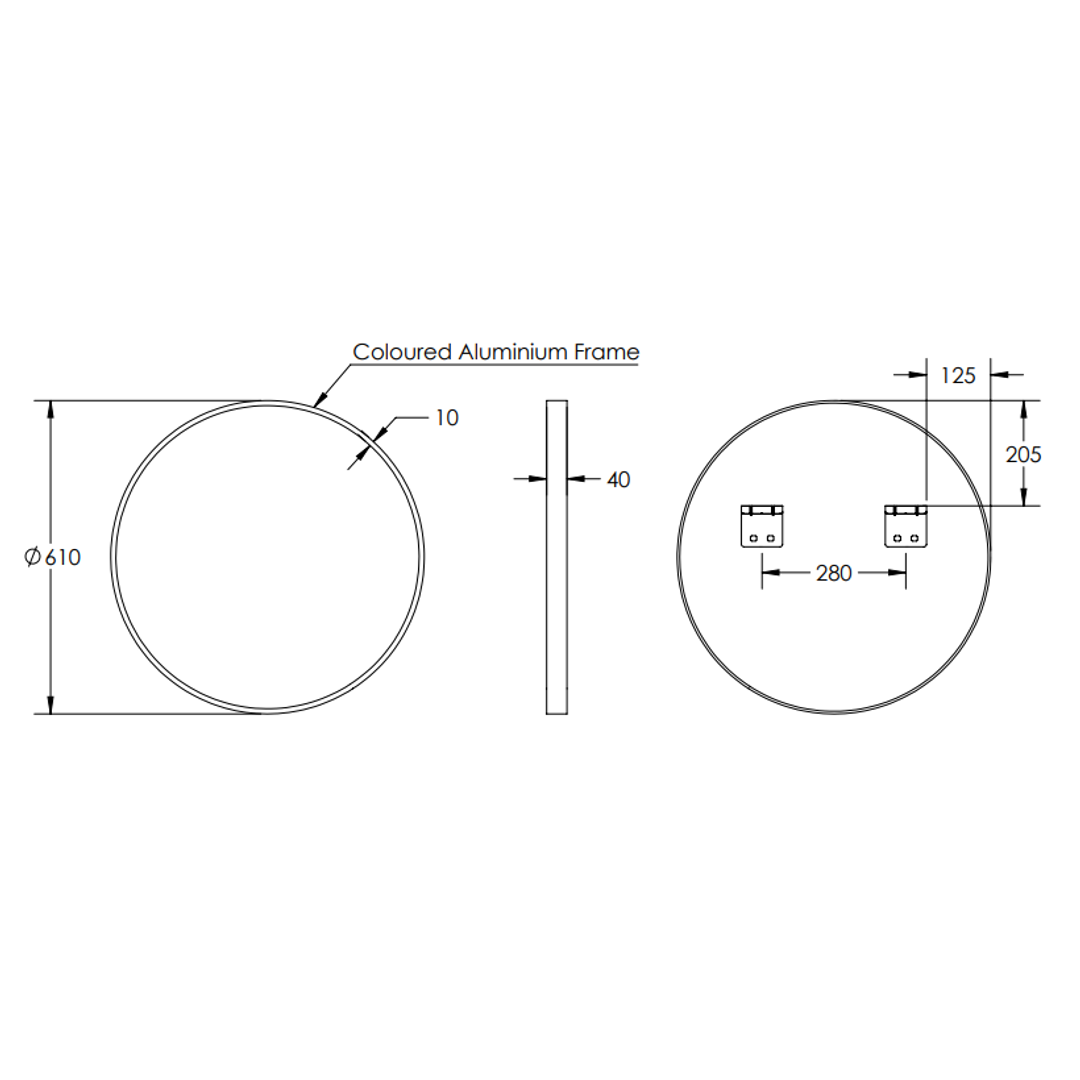 Remer Modern Round 610 Gun Metal Mirror 610W X 610H X 40D Mr61-Gm