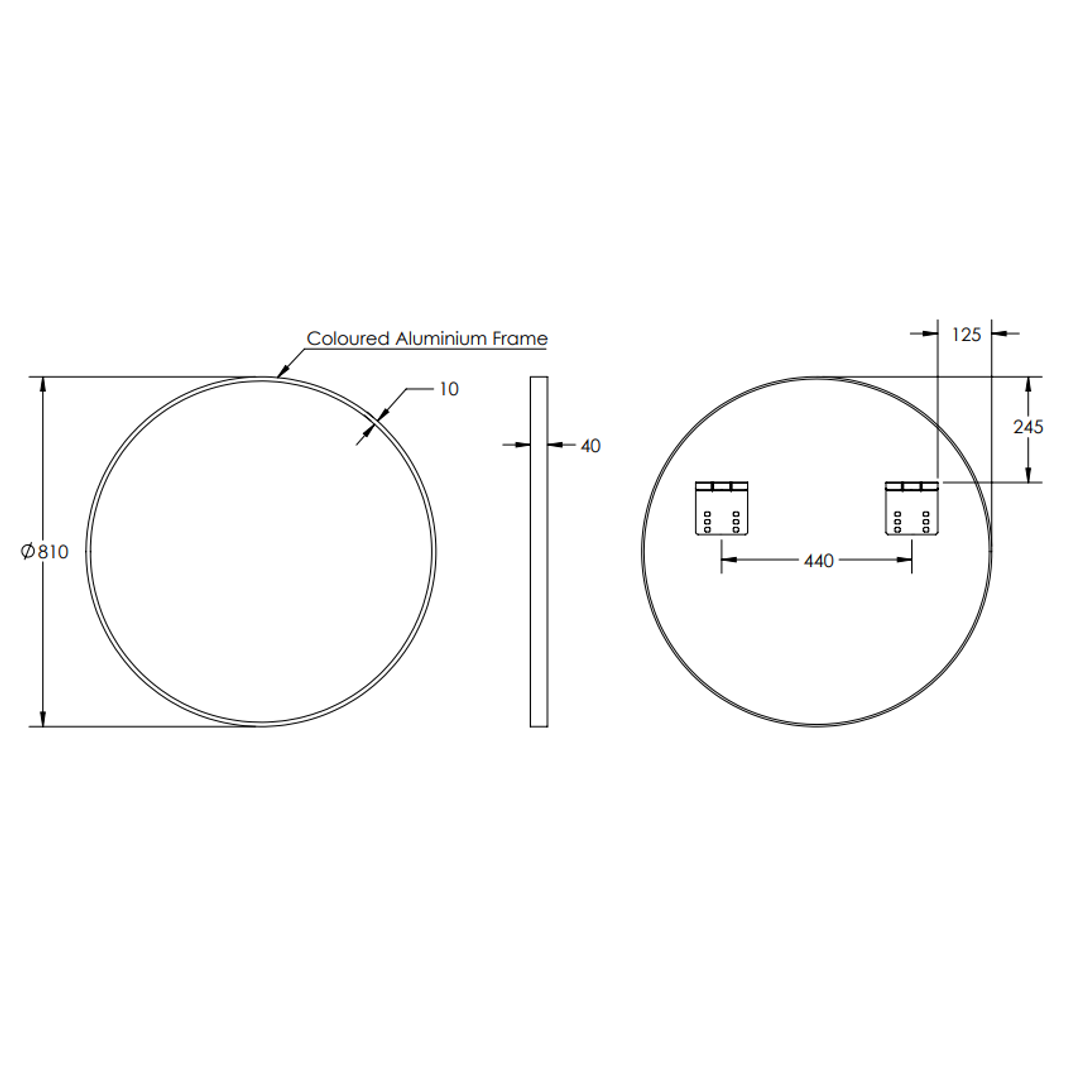 Remer Modern Round 810 Gun Metal Mirror 810W X 810H X 40D Mr81-Gm