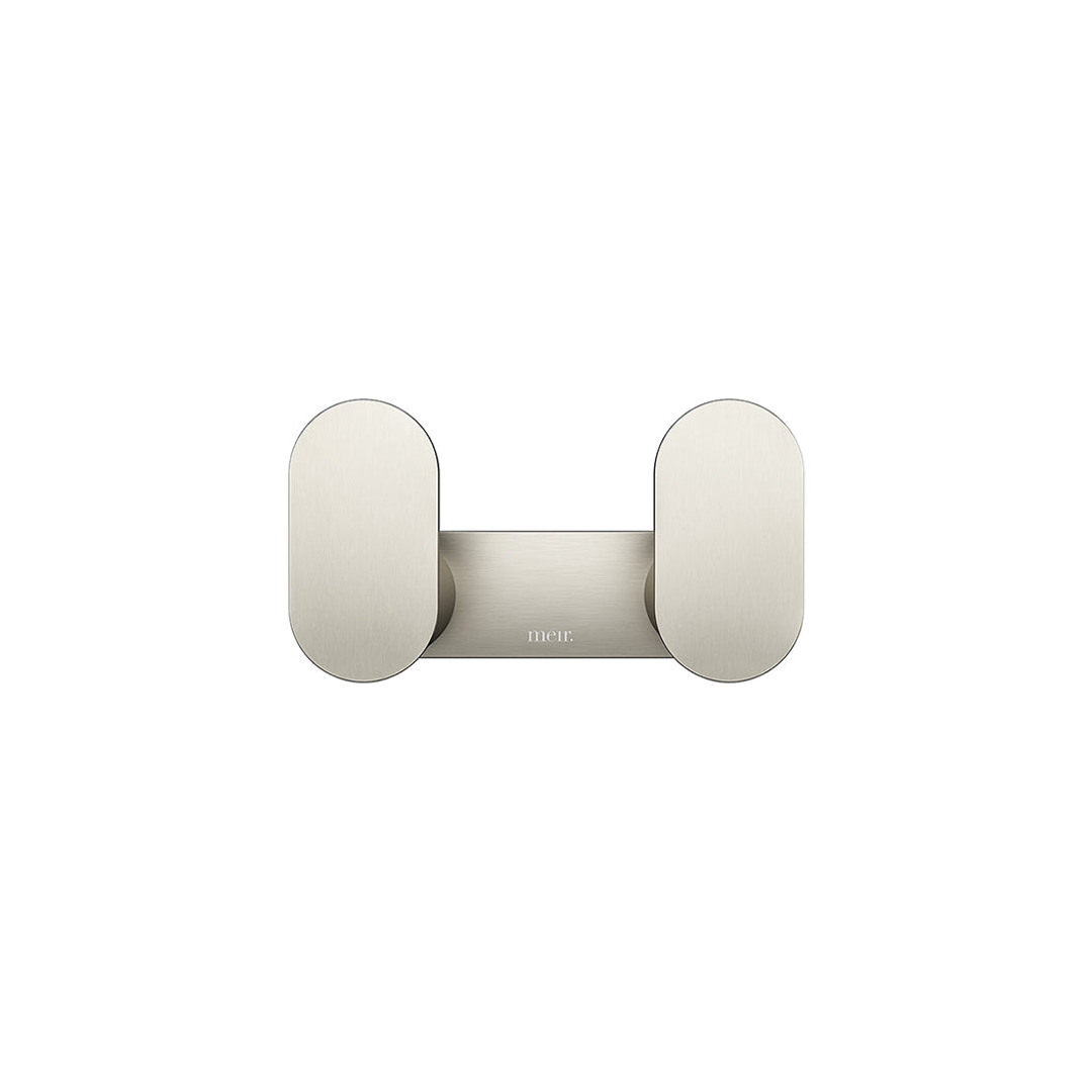 Meir Curvae Double Robe Hook Brushed Nickel