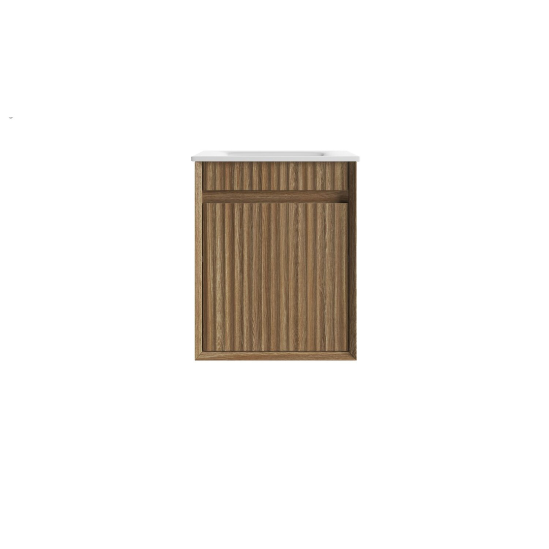Aulic Mini Ravia Fluted W/H 450Mm Harvest Oak Cabinet With Sintera Top With Tap Hole