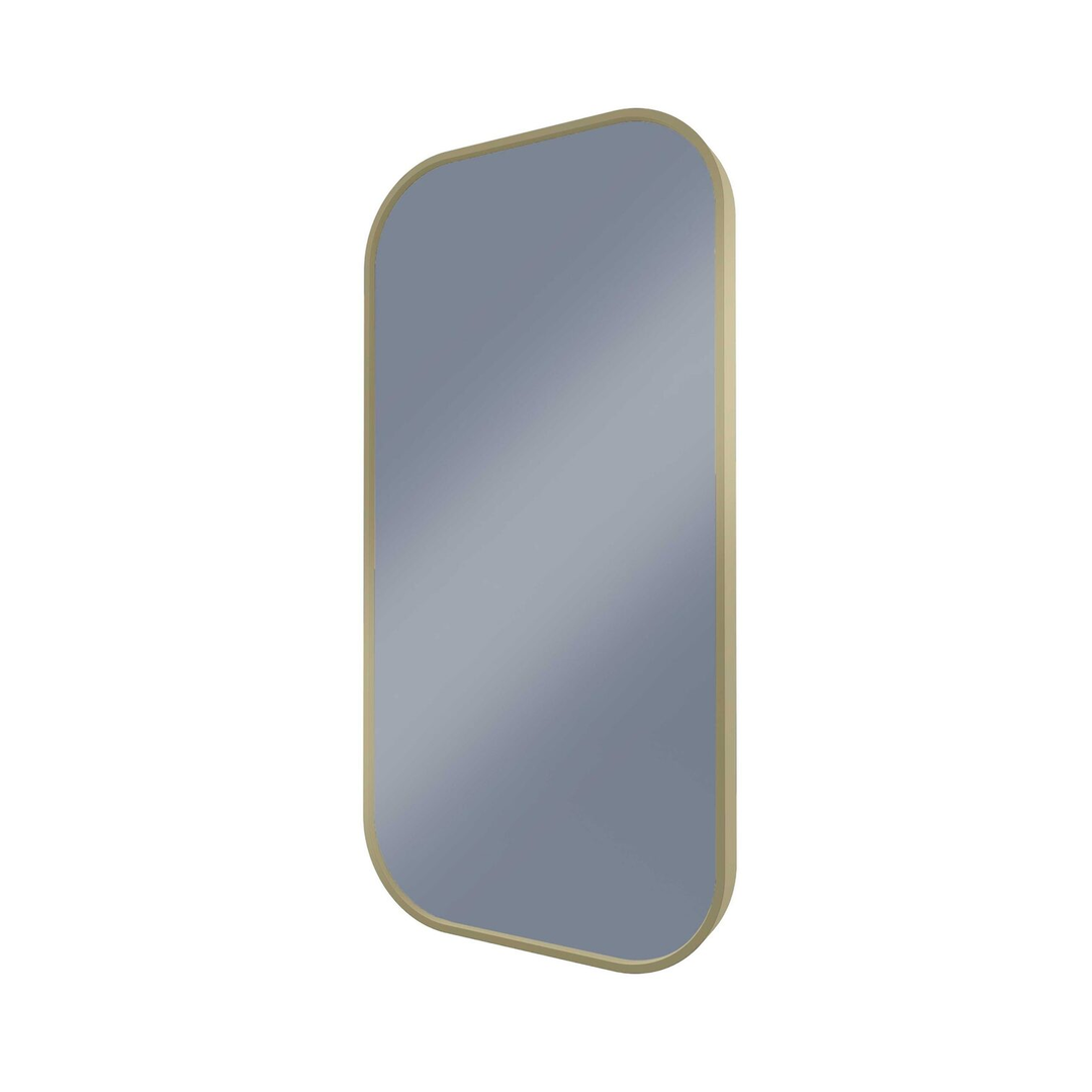 Remer Modern Soft Rectangle Mirror 450X900 With Baltic Brass Frame With Mirage Magnifier